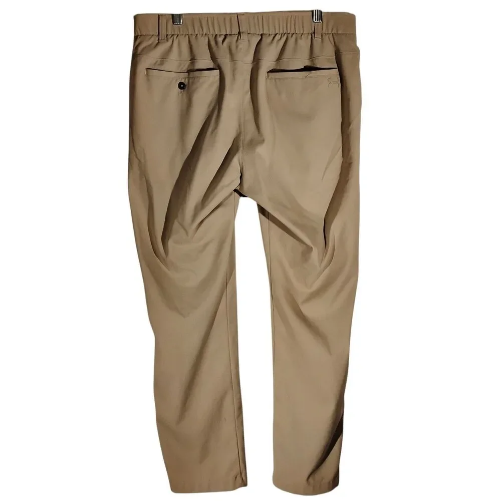 Under Armour pants mens 36x30 beige khaki flat front golf straight leg relaxed - Picture 2 of 10